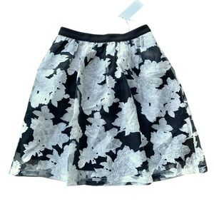Piperlime Collection Floral Sheer A-Line Skater Skirt Black Gray Size XS